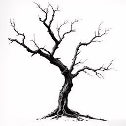 a drawing of a dead tree with no leaves