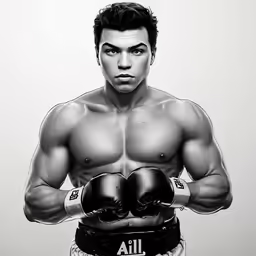 man wearing boxing gloves looking down