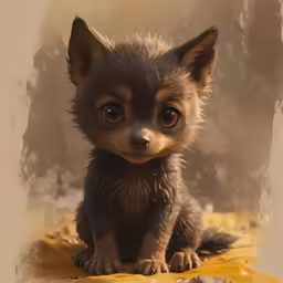 small cute brown and black animal with big brown eyes