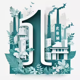 a poster with the number 10 surrounded by various houses