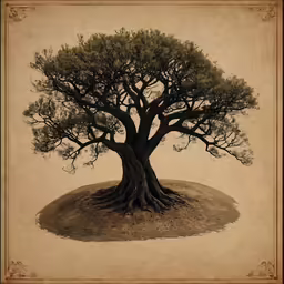 a sepia - toned photograph of a tree with roots in dirt
