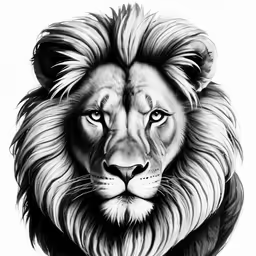 the face of a lion with a beard and large, black mane