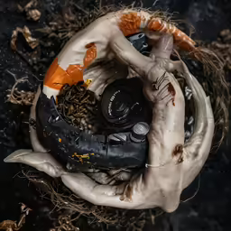 a photo taken from above of a person holding a plastic item