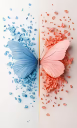 an image of two butterflies in the shape of pieces of paper