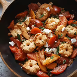 this is a mixture of vegetables and fish in a bowl