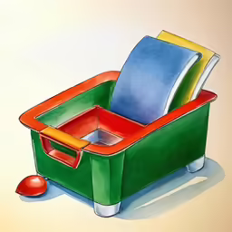 a cartoon style container with a computer mouse