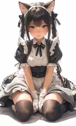 a person sitting down wearing a costume and kitten ears