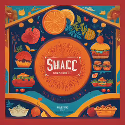 a food ad featuring oranges, hamburgers, apples and other fruits,a poster depicting a variety of food items