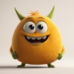 a yellow monster smiles and holds his hands out