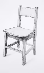 a drawing of an old wooden chair sitting in the snow