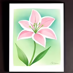 a painting with watercolor on paper of a pink flower