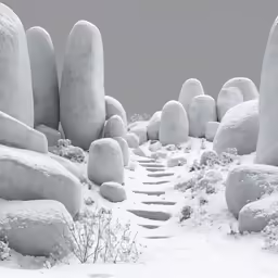 a long path that is between large rocks
