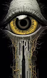 an eye with blood dripping from the middle