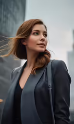 woman with her hair flying in the wind