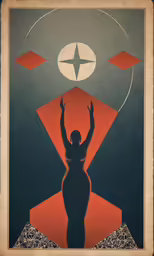 the poster depicts a woman with hands in the air