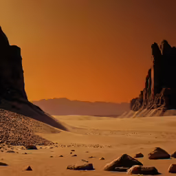 a very big desert with some tall rocks