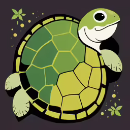 the green turtle has two eyes and a nose
