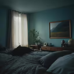 a bedroom scene is shown with the bed unfurnished