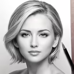 a pencil drawing of a girl with blond hair