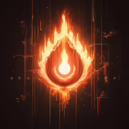 a burning, dark - eyed, eyeball shaped object in the middle of the image