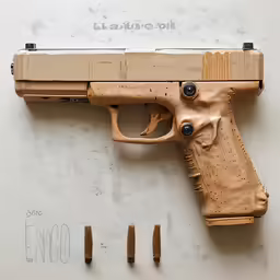 a pistol is made from a sheet of sand