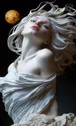a statue of a woman with long hair on top