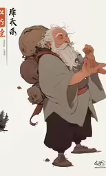 an illustration of a man carrying a bear and a backpack