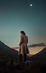 a person standing in the middle of the night