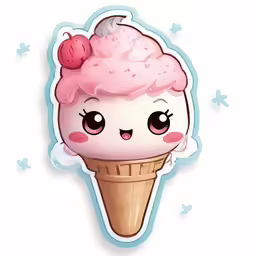 cute ice cream character wearing a pink hat