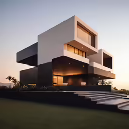 a tall building with stairs up to the roof