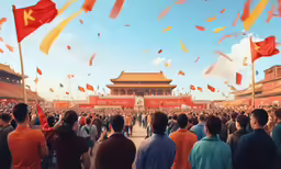 a crowd of people in the forbidden city