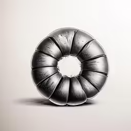 black object with white ring in front of it