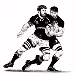 a drawing of two rugby players during a game
