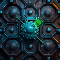 the green light in the device is striking