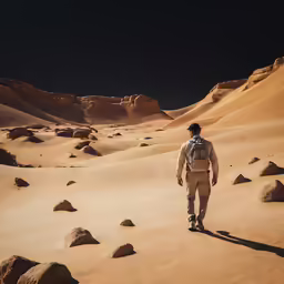 a man in the middle of an outcropping in the desert