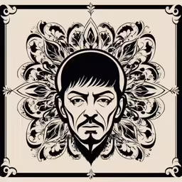 a man in floral design with an artistic frame