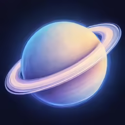 a saturn planet against a blue background