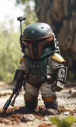 a person in a costume with a gun