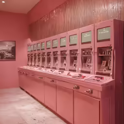 this is a pink machine in a room