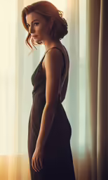 woman standing in a chair looking off in distance