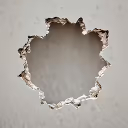an open circle hole in the wall with some paint