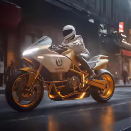 a man riding on the back of a white motorcycle