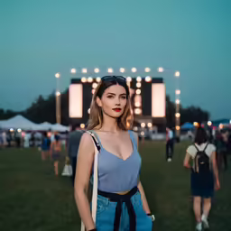 a woman wearing blue holding a camera in her hands