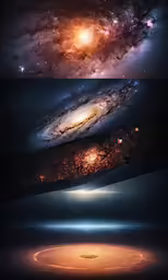 the four images have been edited to look like stars and clouds