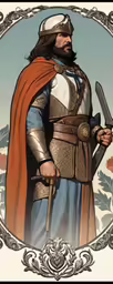 a painting of a man dressed in medieval armor