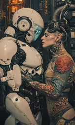 the woman is using the robotic arm to work on her body