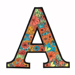 an colorful letter made with flowers and foliage