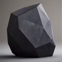 an irregular grey vase with dark grey, dark gray surface