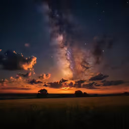 a beautiful night in the middle of the sky
