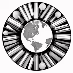a clock with some objects in it and the globe on top of it